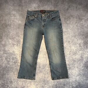 Y2K Aeropostale Womens Size 9/10 Blue Mid Rise Bootcut Crop Capri Jeans Stretch
